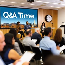 an image to indicate a time for QA during a business seminar